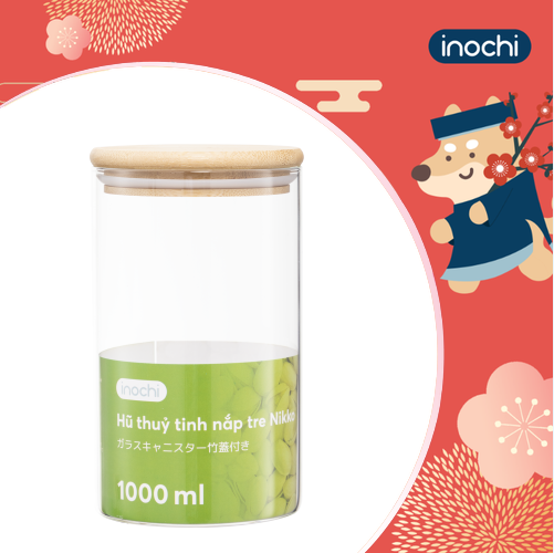 Hũ thuỷ tinh nắp tre Nikko 1000ml