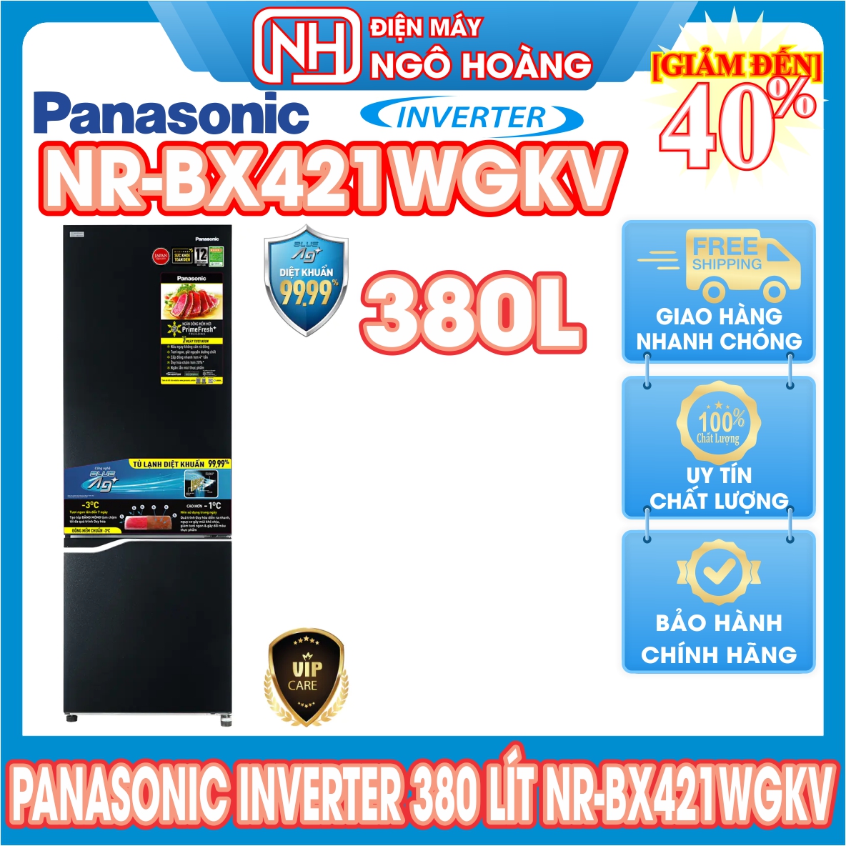 [FreeshipMAX] NR-BX421WGKV – [Trả góp 0%] Tủ Lạnh Inverter PANASONIC 380Lít NR-BX421WGKV ( Miễn phí giao hàng TPHCM-Ngoại tỉnh tính phí vận chuyển) Cánh cửa tủ kính gương