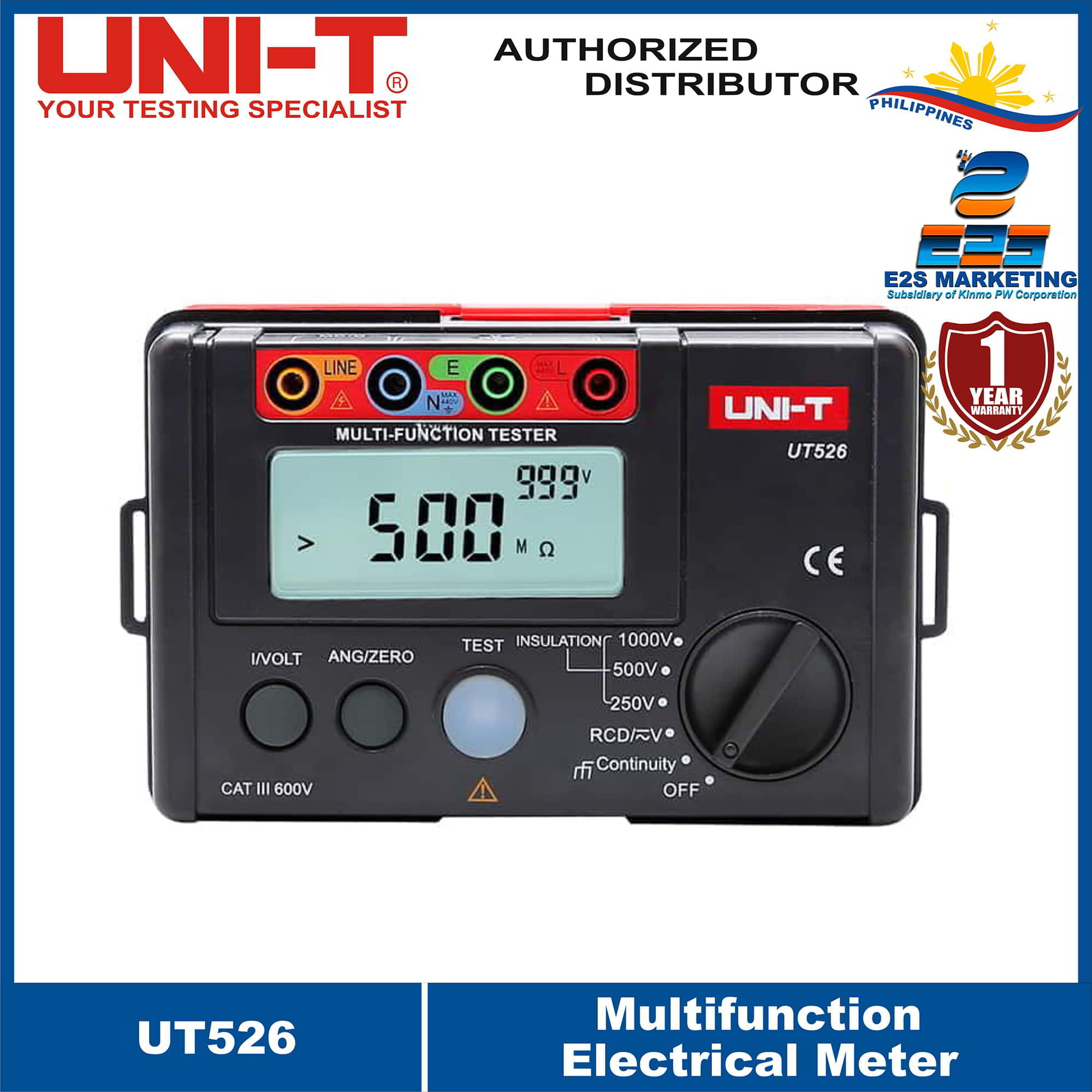 UNIT UT526 Multifunction Electrical Tester Insulation Resistance RCD