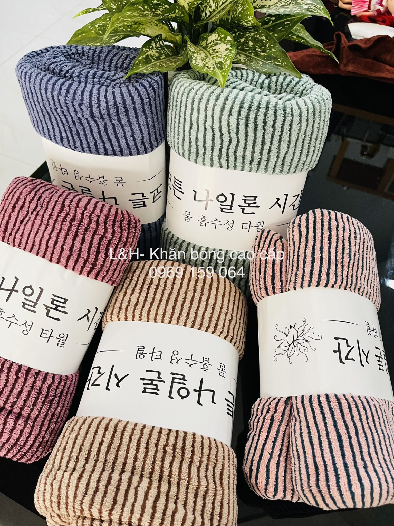 Khăn mặt lông cừu, kẻ tăm Nổi, KT 30x50cm