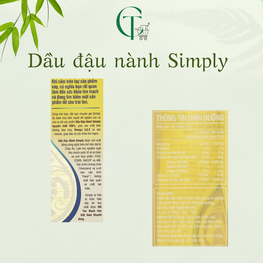 [HN] Dầu ăn Simply đậu nành 1L (date mới nhất)