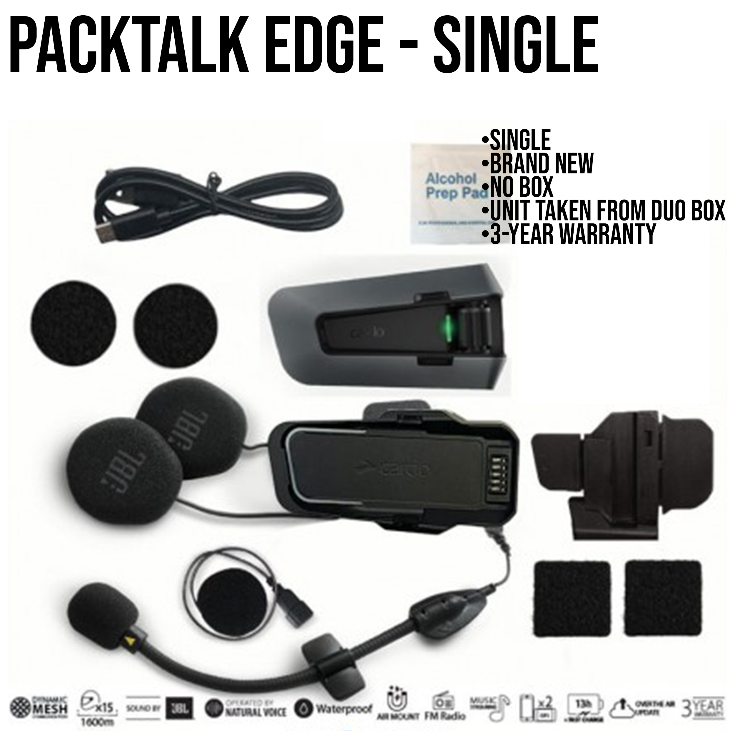 Cardo Packtalk Edge [SINGLE/DUO] JBL 40mm Speakers