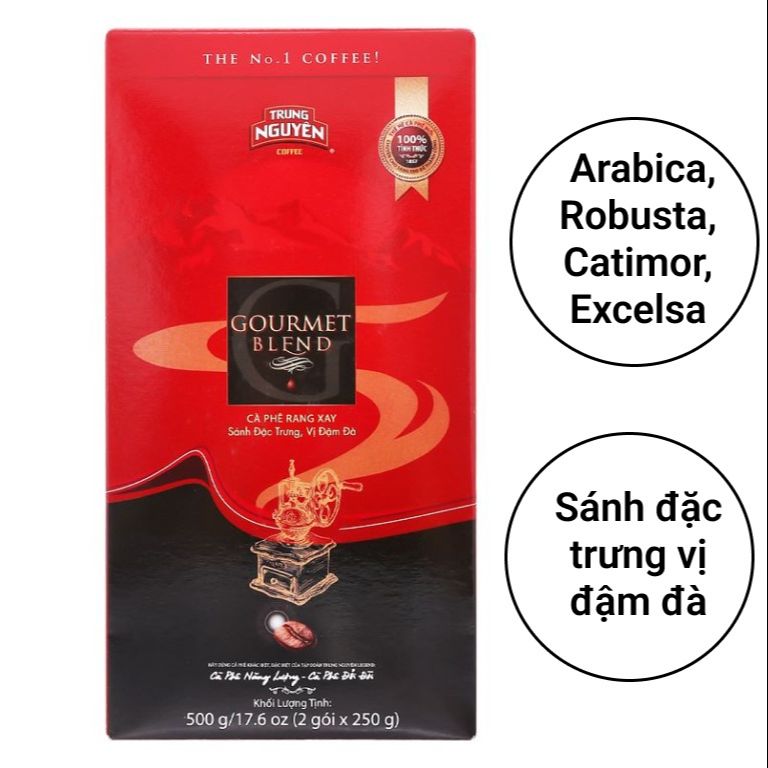 (01 Hộp) Cà phê Trung Nguyên Gourmet Blend 500gam - Cà phê pha phin