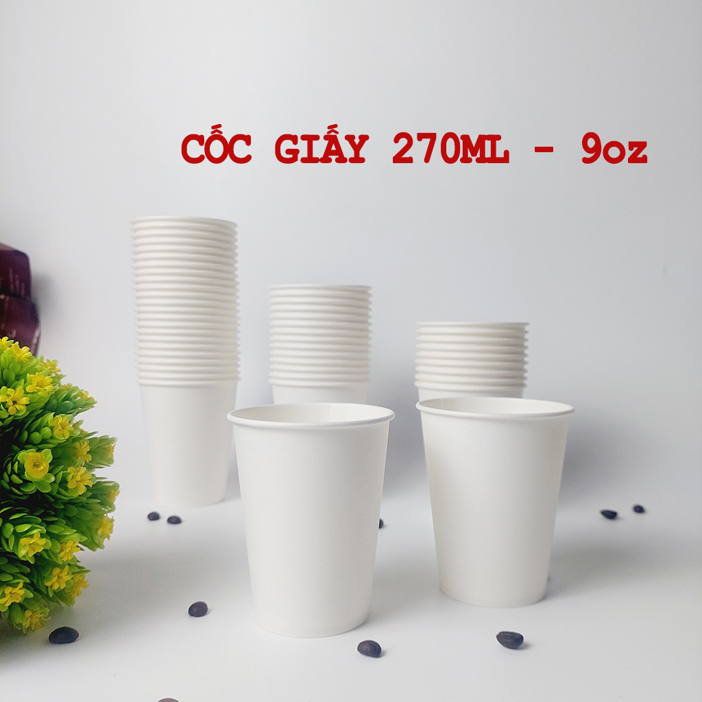 50 Chiếc cốc giấy 270ml ~ 9oz ly giấy NHẬP KHẨU HÀN QUỐC