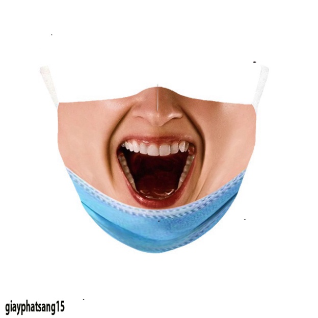 Khẩu trang y tế 3d mặt cười biểu cảm troll độc lạ cực ngầu