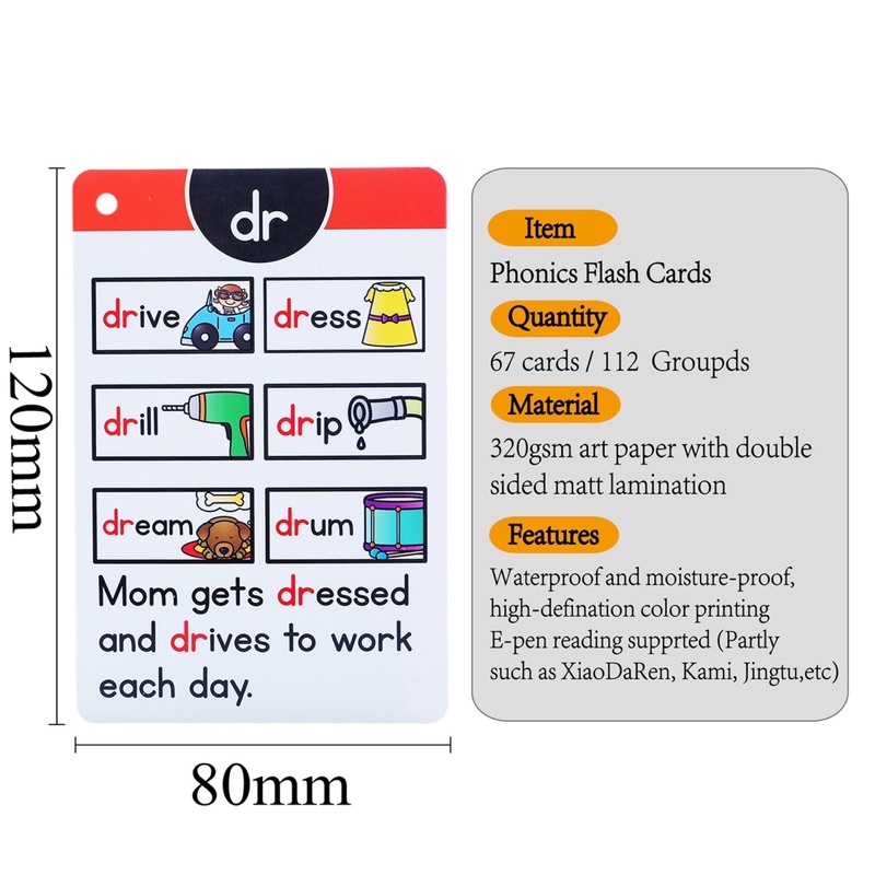 Bộ Thẻ Tiếng Anh Flashcard Phonics Cho Bé Tập Đọc Đánh Vần Tiếng Anh