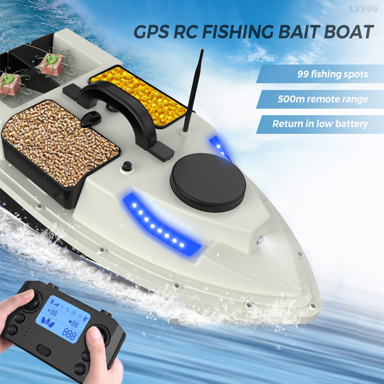GPS RC Bait Boat 500M Wireless Remote Control Fishing Bait Boat Fishing  Feeder Boat Ship with with 4 Bait Containers 2KG Load