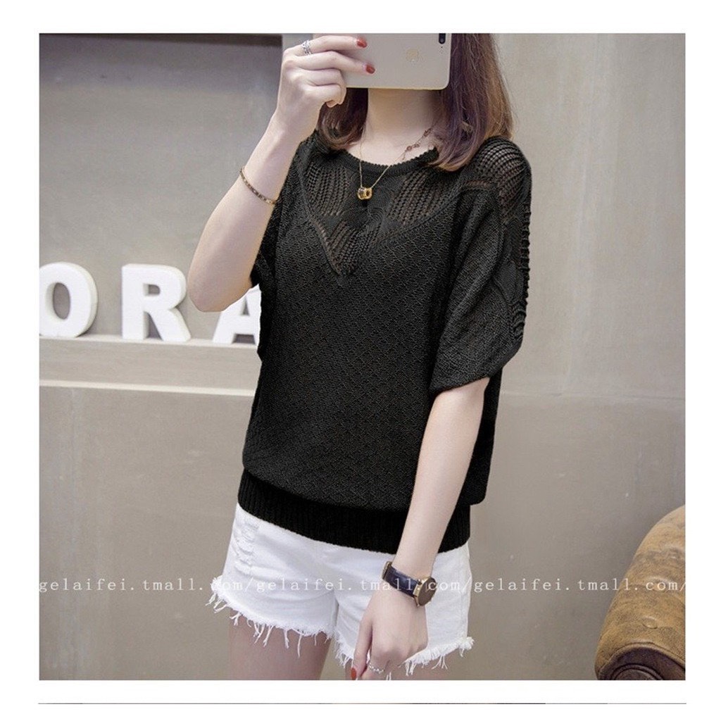 Áo len lưới mỏng dáng cánh dơi diện xuân hè -ALM02