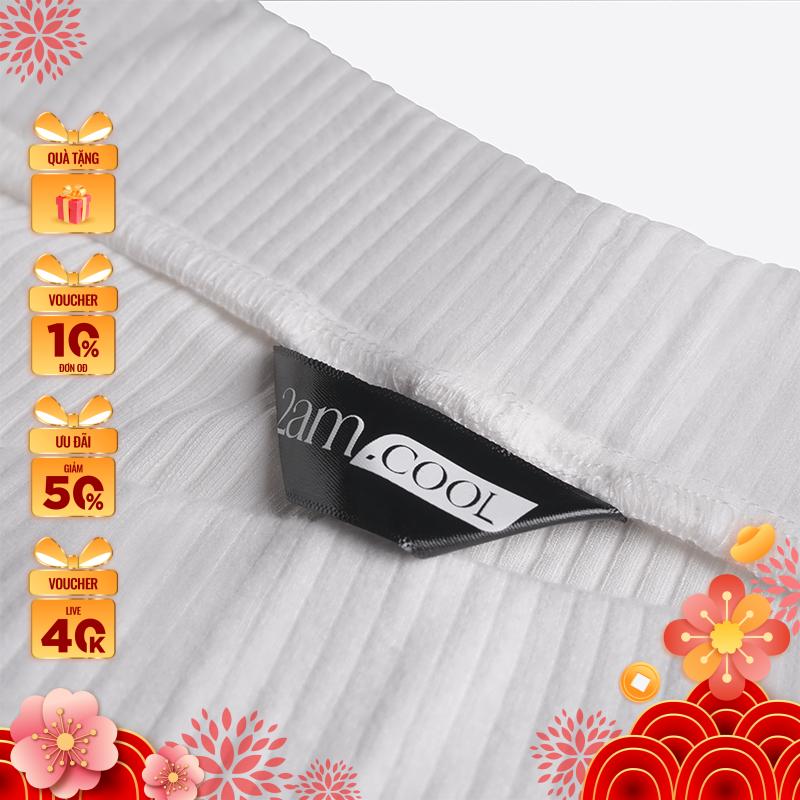 Quần Ống Loe Cạp Cao Kiểu Basic Chất Liệu Thun Gân Co Giãn 4 Chiều 2AM