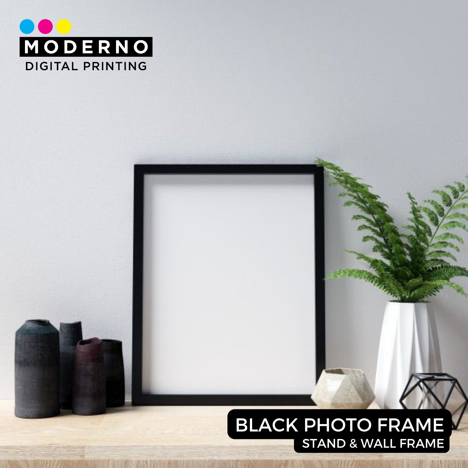 Black Photo Frame 3R 4R 5R 8R A4 Black Picture Frames w/ Photo Print Glass Frame Black