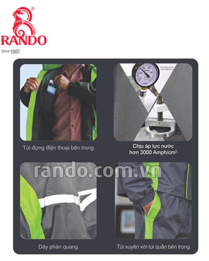 Bộ áo mưa TTTC cho nam Rando size M (Xanh đen)