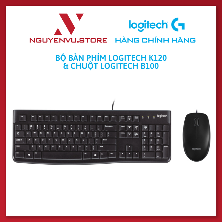 Bộ bàn phím Logitech K120 & Chuột Logitech B100 – Hàng Chính Hãng
