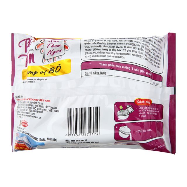 Thùng 18 gói phở trộn Đệ Nhất vị bò 84g