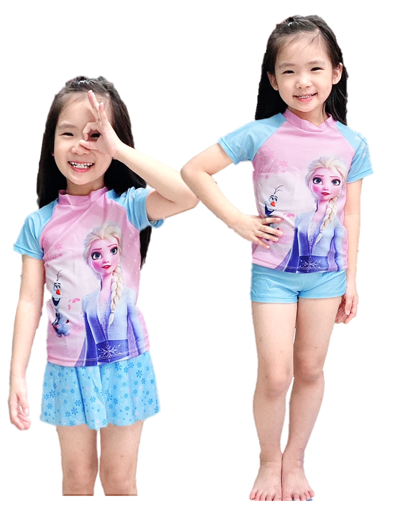 [138] PENANG READY STOCK🌸4 Pieces Set Free Cap Kids Girl Swimming