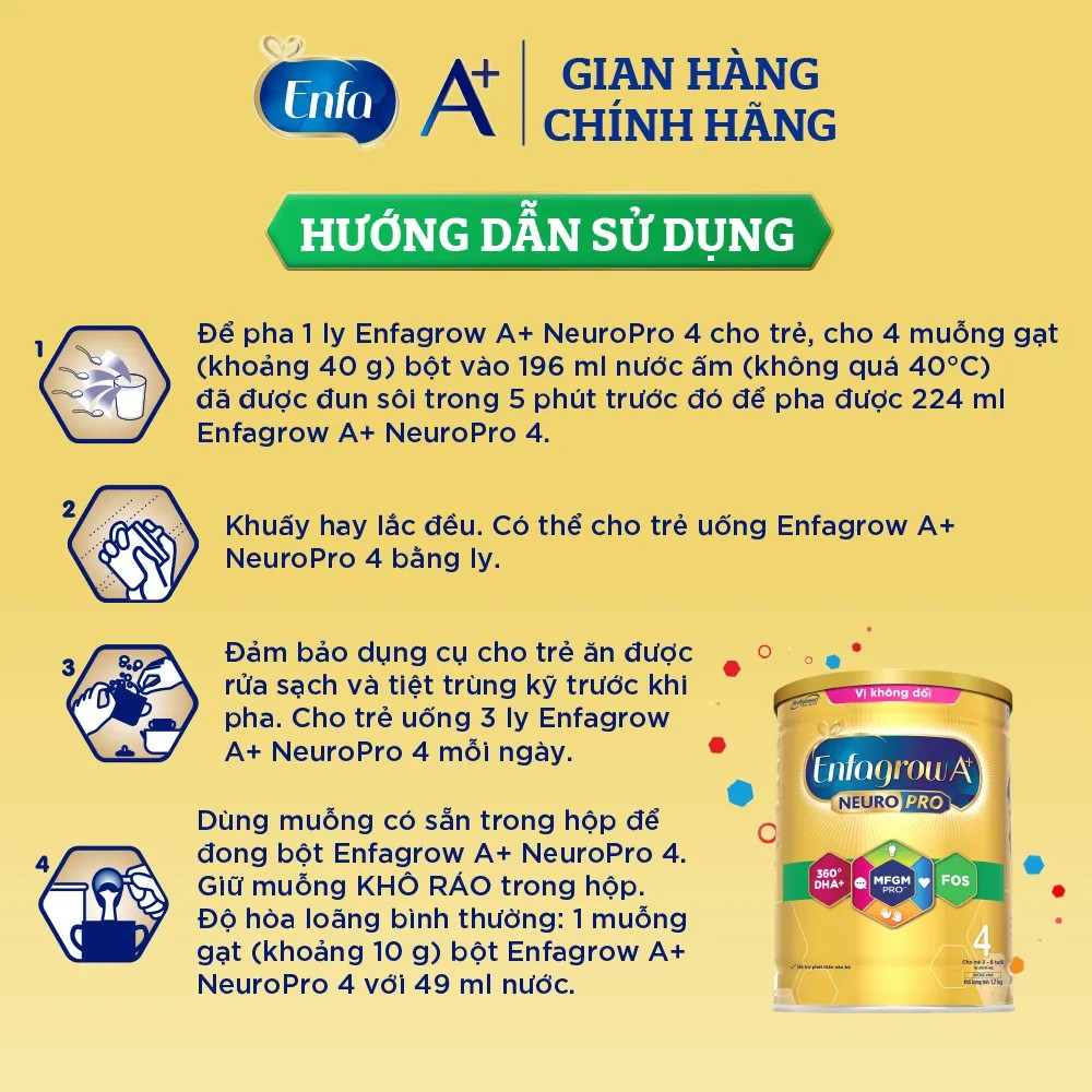 Sữa bột Enfagrow A+ 4 NEUROPRO 1.7kg (Vị không đổi)