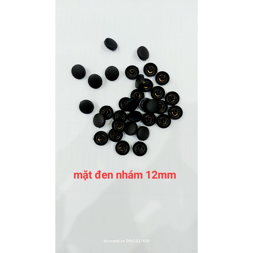 Nút bấm 4 thành phần Sơn đen bóng đen nhám Bằng Thau không gỉ Size 12mm,15mm