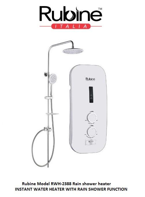 RUBINE RWH-2388 INSTANT WATER HEATER WITH RAIN SHOWER | Lazada Singapore