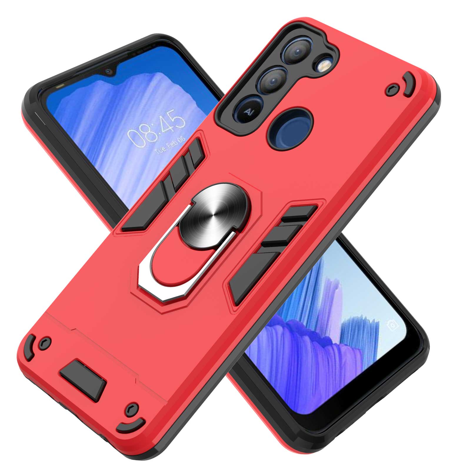 Phone Case For Tecno POP 5 LTE, Armor Ring Iron Armor Man Magnetic Anti-Fall Soft car holder Shockproof protection Back Cases