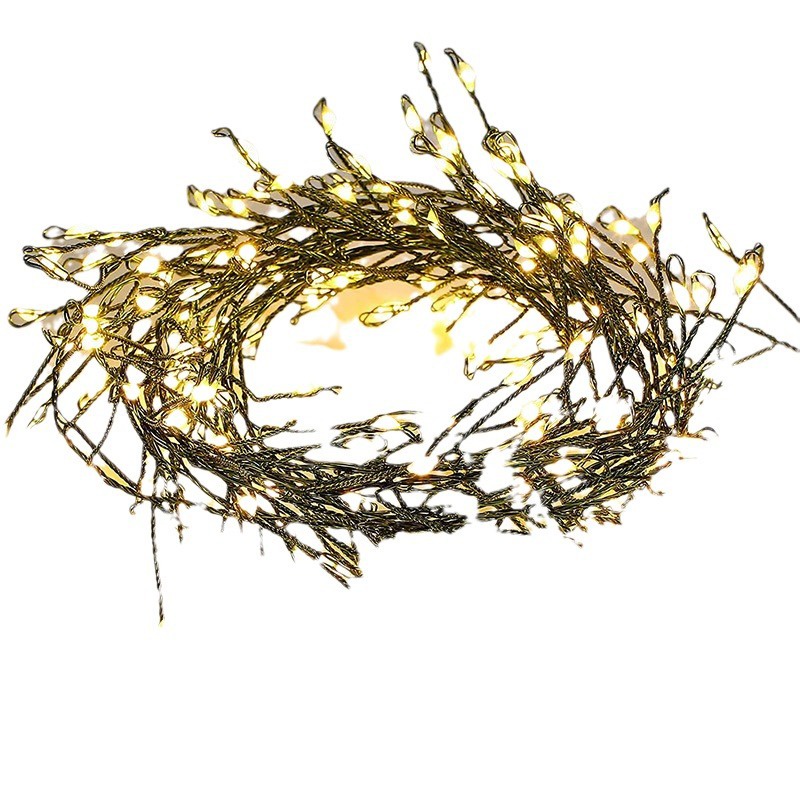 6m 200 LED Copper Wire Light Plug in Firecracker Light String Black Wire Warm White Light Romantic Christmas Holiday Decorative Light 24V Connection Connected in Series