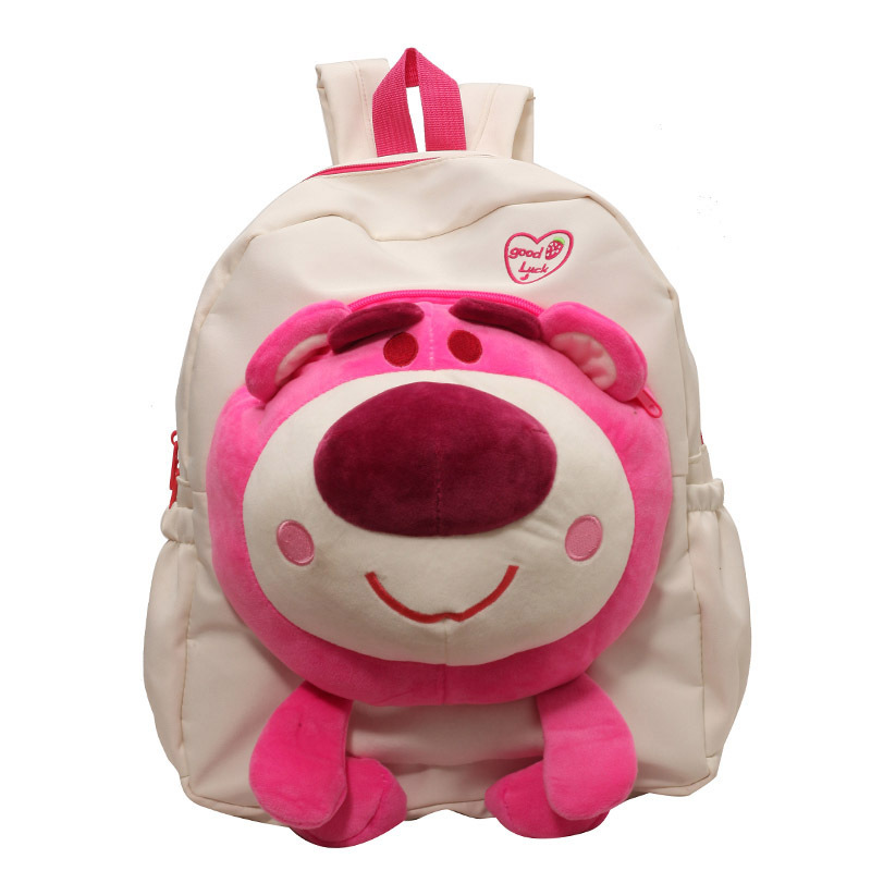 YA ZHOU LONG Cartoon Strawberry Bear Large Capacity Backpack Junior High School Student Backpack Cute Girls Storage Bag