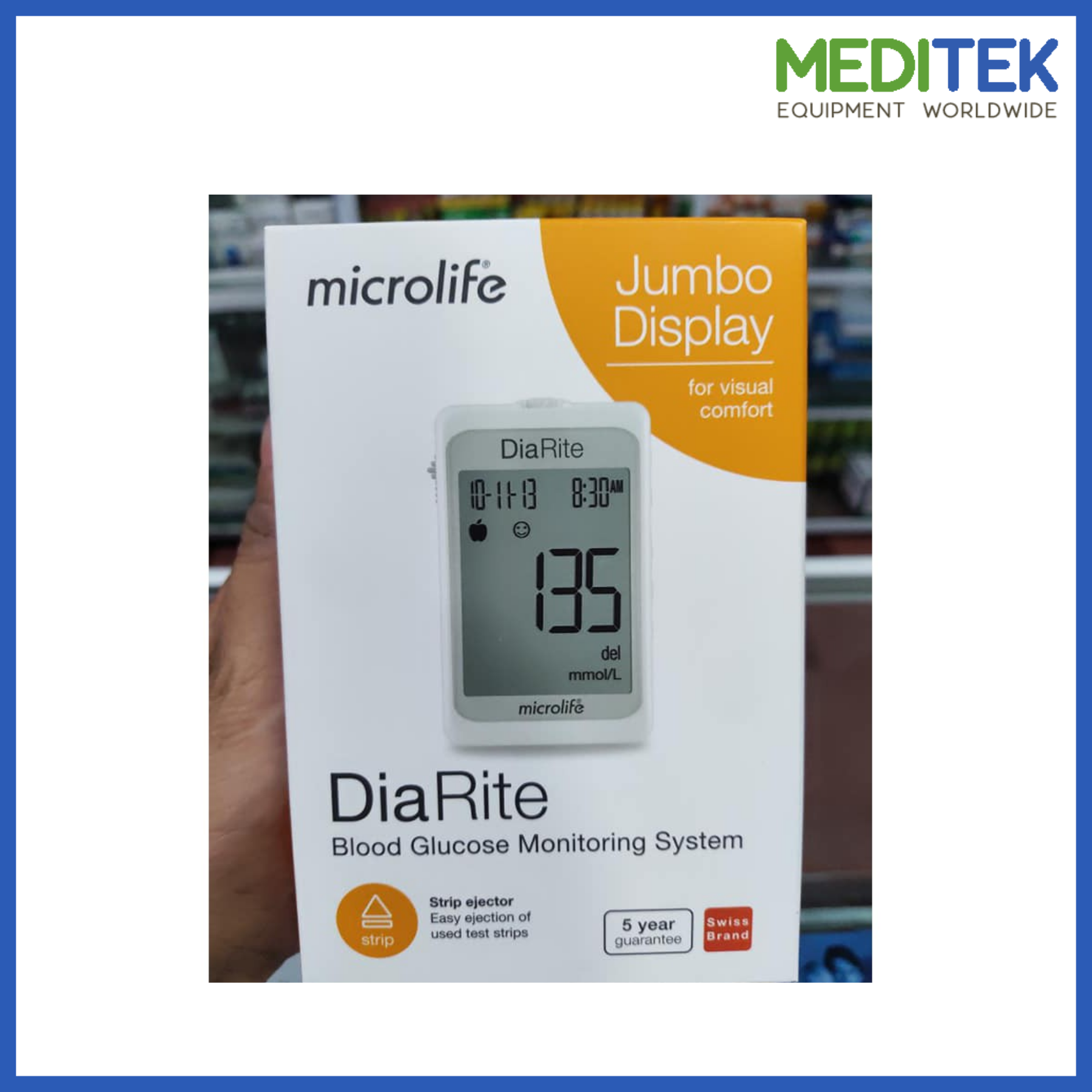 Máy Đo Đường Huyết Microlife DiaRite BMG (Máy kèm 50 Que đo đường huyết)