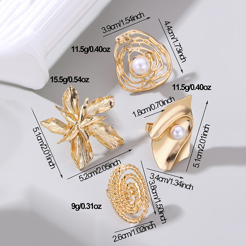 Enacolor%20New%204Pcs/Set%20Retro%20Gold%20Irregular%20Alloy%20Flowers%20Ring%20Set%20Joint%20Rings%20for%20Women%20%20Girls%20%20Exaggeration%20Jewelry%20Accessories%20Gifts%20-%20Image%208