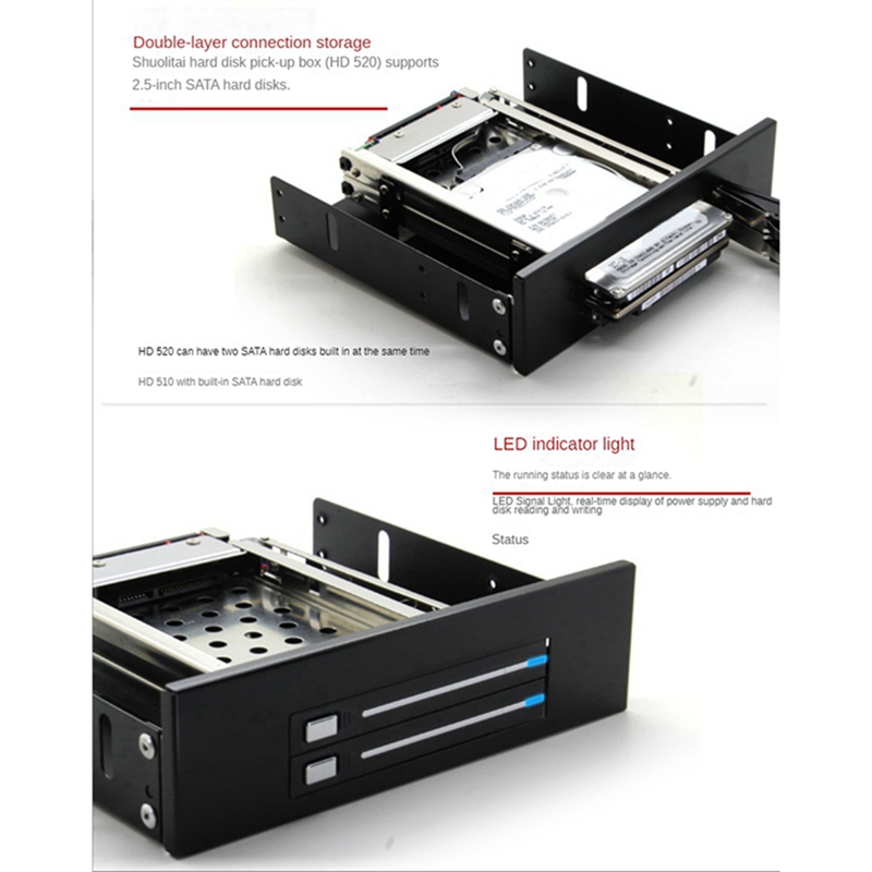 (REJY) Dual Bay SATA2 Hard Drive HDD SSD Tray Internal Mobile Rack ...