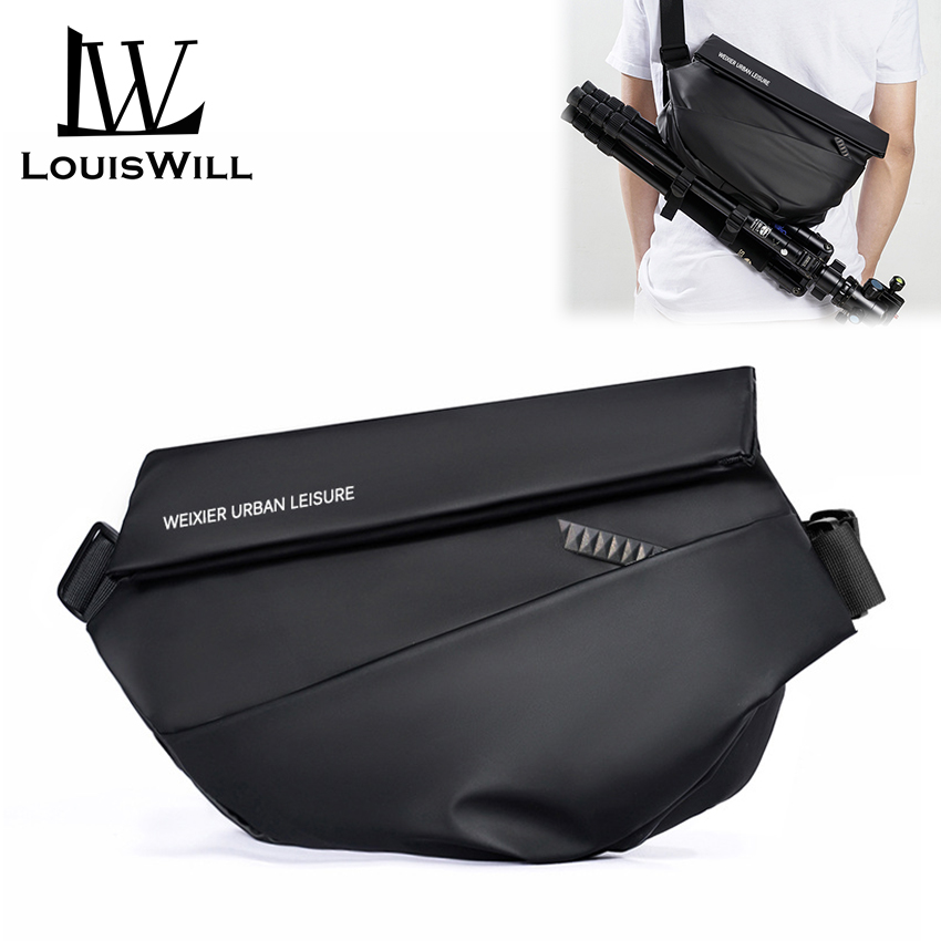 LouisWill Men Bag Functional Chest Bag Crossbody Bag Magnetic Buckle