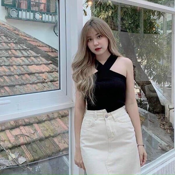 áo yếm xéo cổ chất thun gân mềm mịn ngthlpc