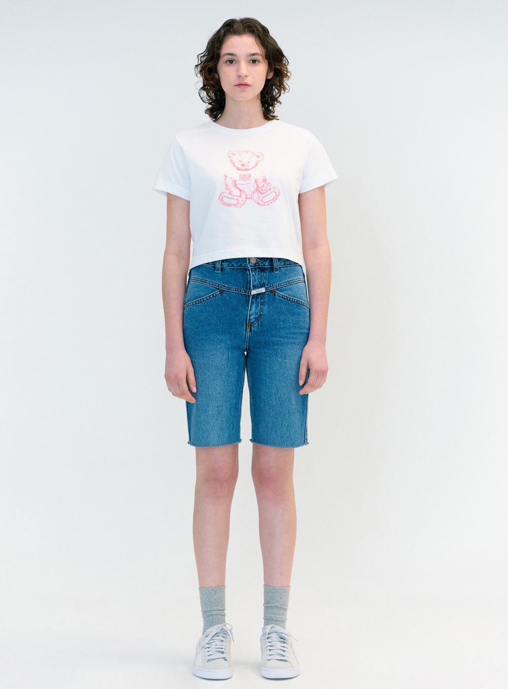MARITHE FRANCOIS GIRBAUD W Doodle Bear Crop T Shirts Women's