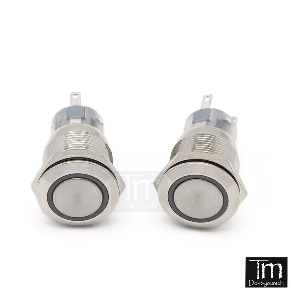 Nút Nhấn Có Đèn Kim Loại Chống Nước 16mm (Nhấn nhả + nhấn giữ)