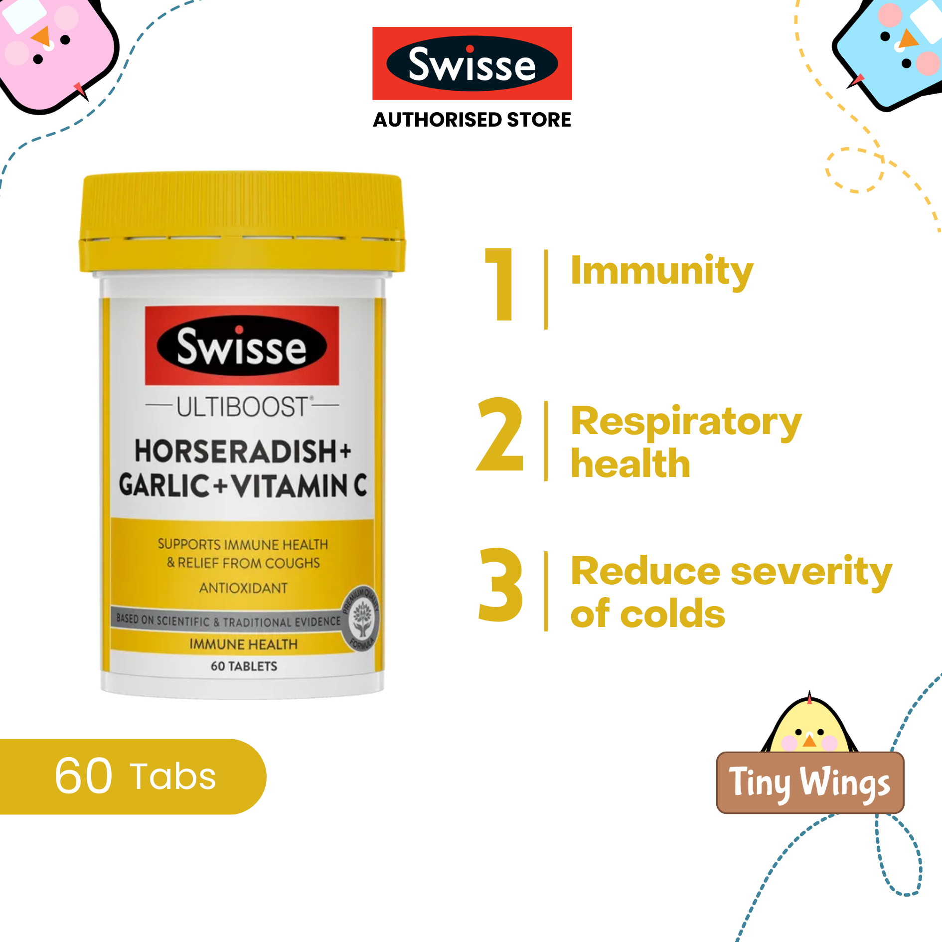 [Authorized Store] Swisse Horseradish + Garlic + Vitamin C 60 tablets