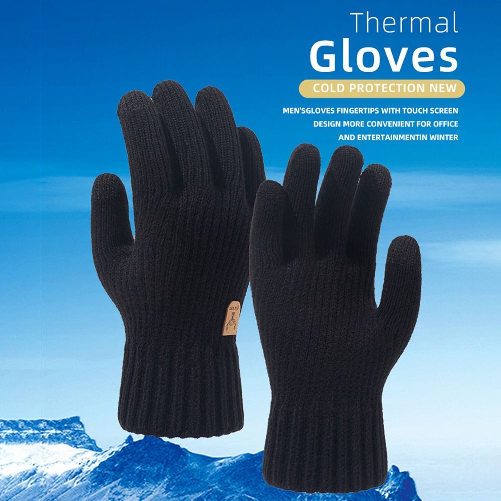 Thick Men Knitted Gloves Windproof Cold Proof Wool Mittens Daily Touch Screen Warm Gloves Autumn Winter.