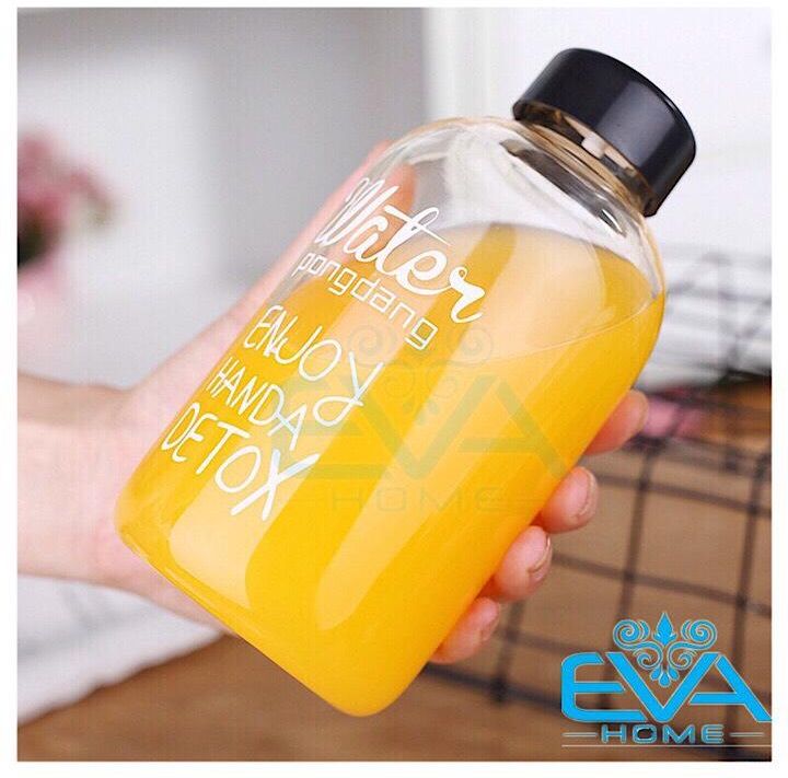 [HCM]Bình Đựng Nước Thuỷ Tinh Detox 600 Ml
