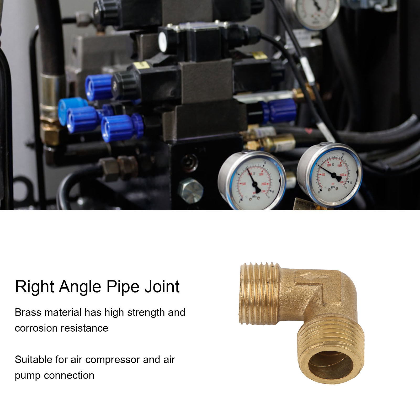 Right Angle Pipe Joint Durable Stable G3/8 Air Pump Connection Elbow Right Angle Brass Tightness for Elbow Connection for Various Air Media