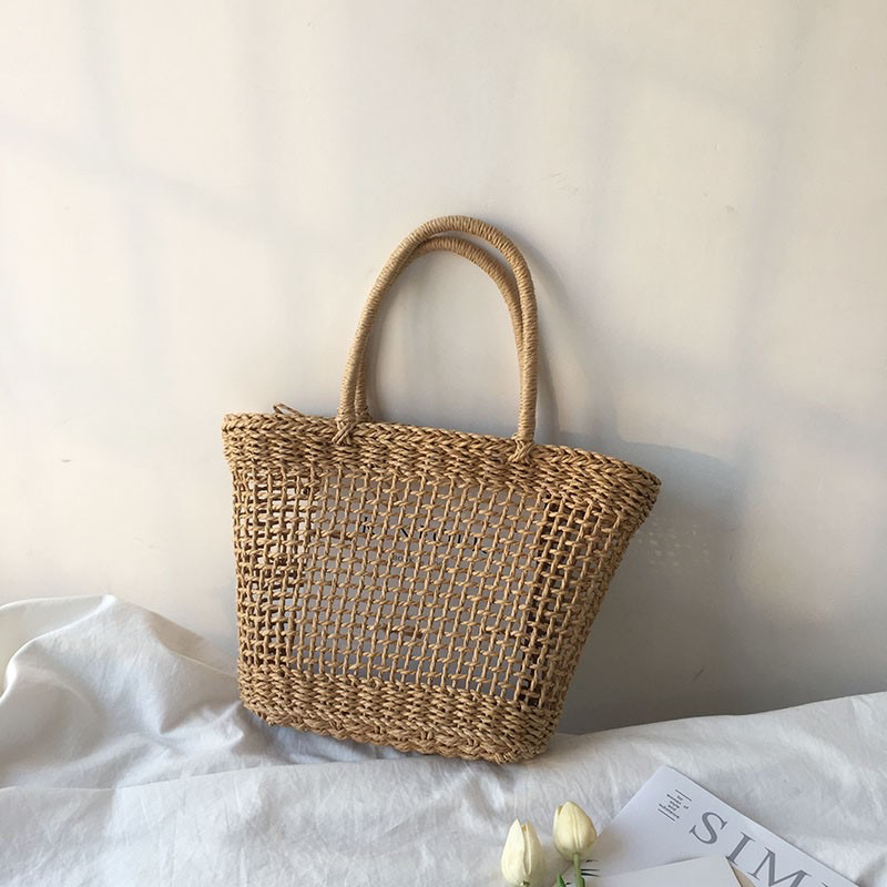 Túi cói giỏ cói đan thưa trơn kiểu dáng vintage-Tiệm Cói Cô Lê