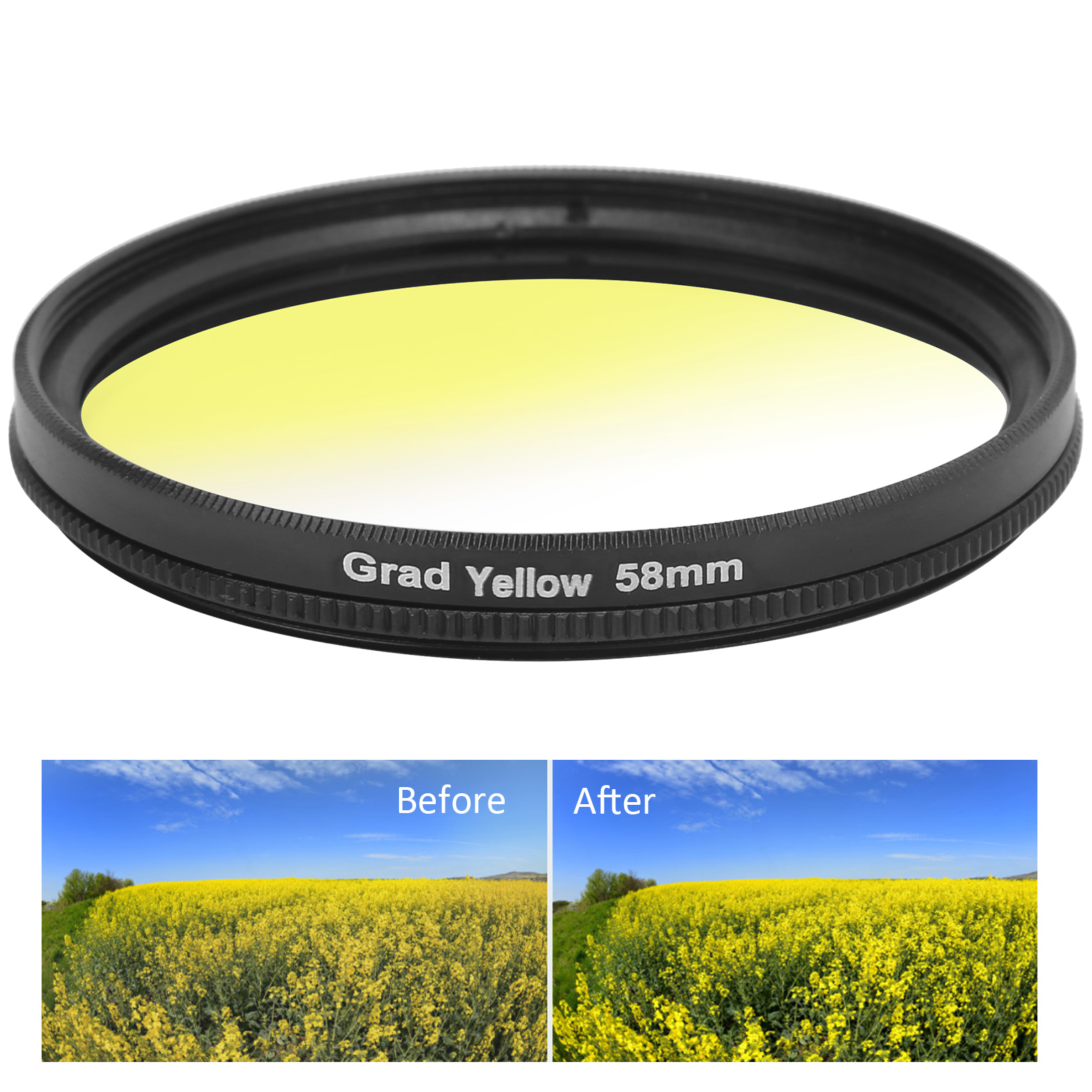 Gradient Filter Waterproof 58mm Lens Filter for Cameras