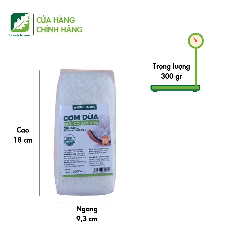 Cơm dừa sấy hữu cơ 300gr - Organic Shredd Coconut [Hữu cơ][Chính hãng][Ảnh thật]