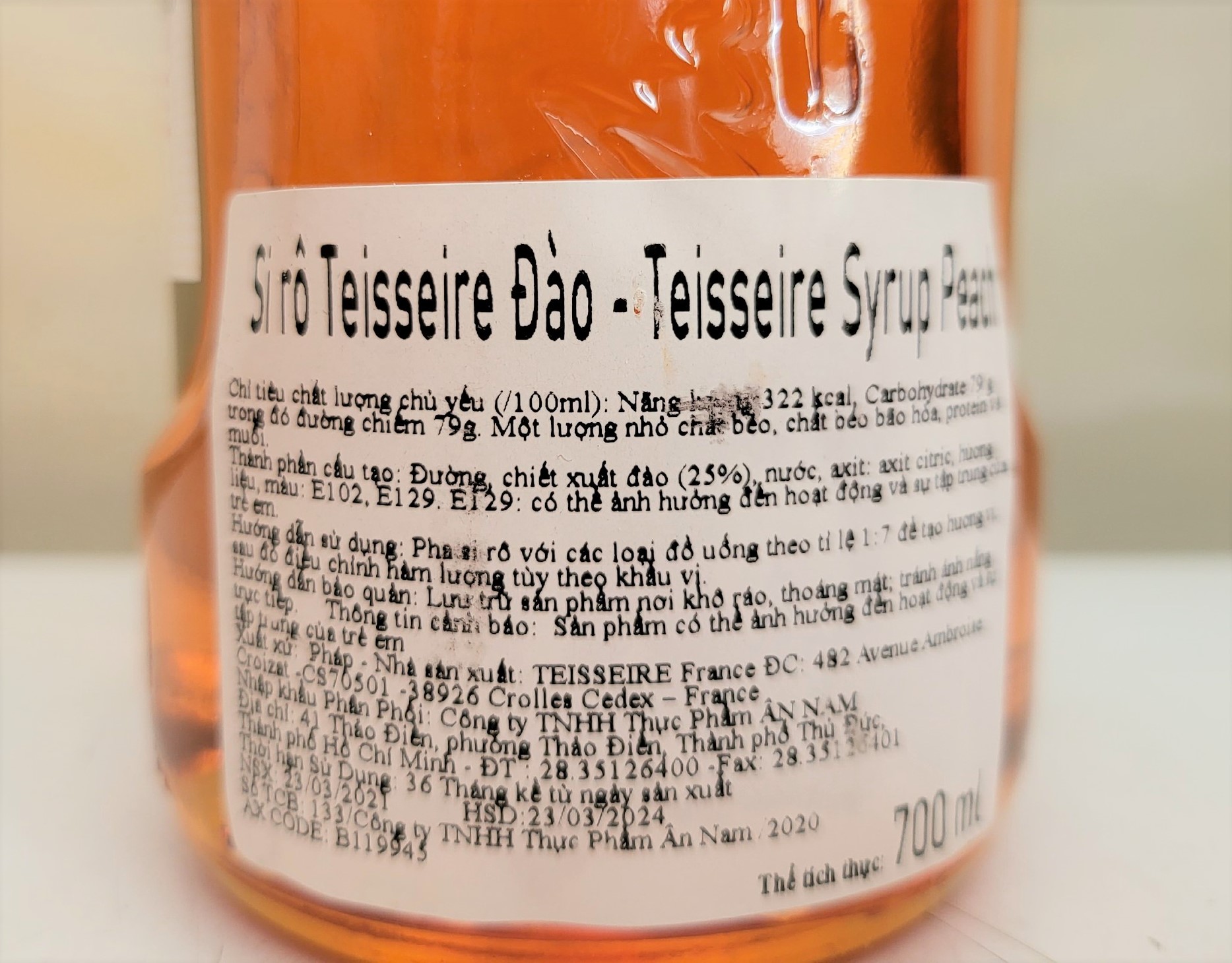 Chai 700ml đào si rô pha chế thức uống france mathieu teisseire syrup peach - ảnh sản phẩm 3