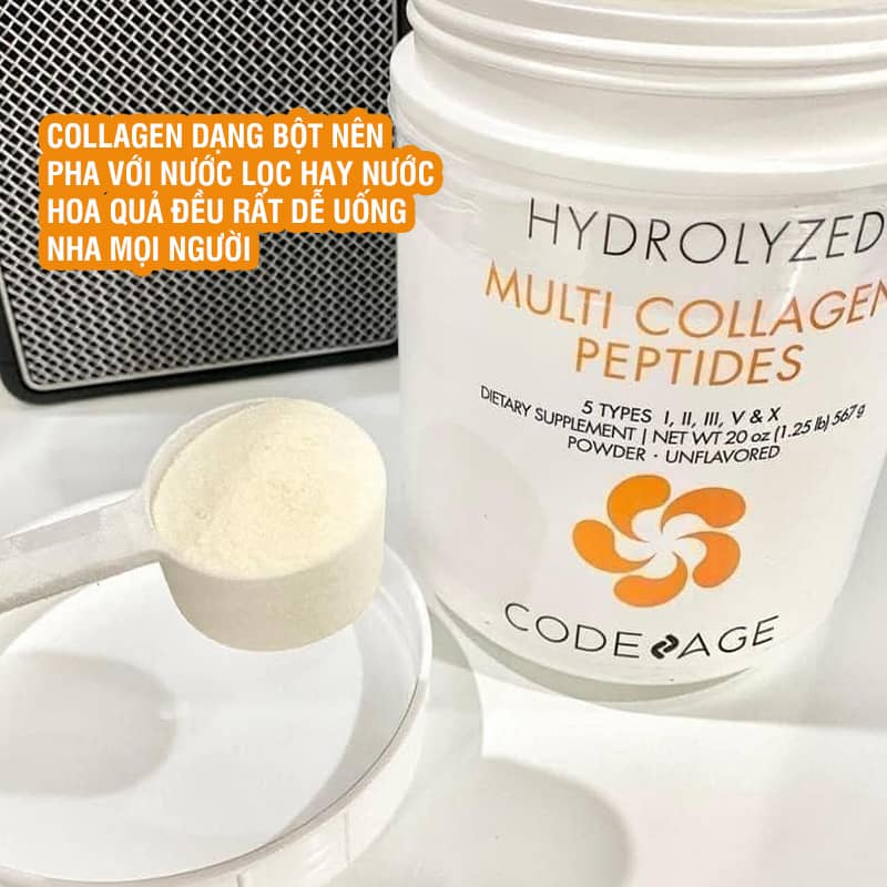 Bột collagen tổng hợp giúp trẻ hóa da Codeage Hydrolyzed Multi Collagen Peptides 567g