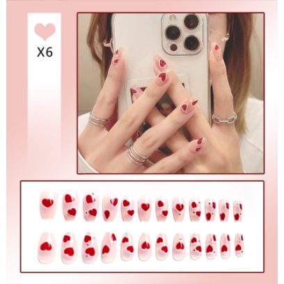 Bộ 24 móng giả💖beauty nail 💖( kèm theo keo dán + dũa móng ) hoạ tiết đơn giản
