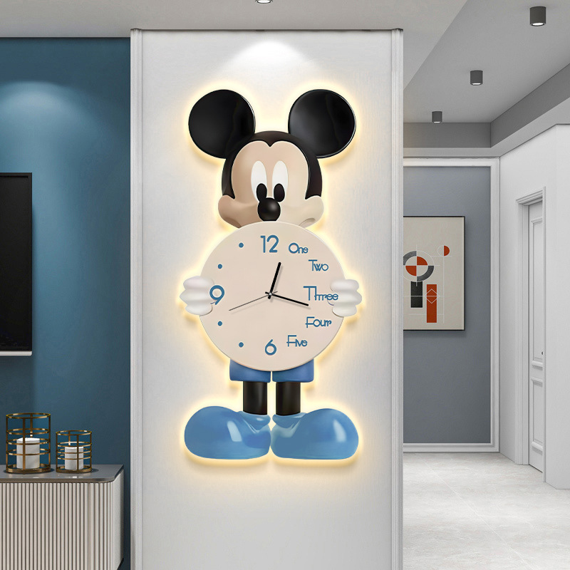 Mickey clock wall clock living room simple modern table hanging wall creative clock wall lamp