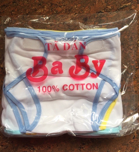 Combo 50 cái Tã vải cho bé sơ sinh trắng viền màu chất liệu cotton siêu thoáng - tả dán baby cho trẻ màu ngẫu nhiên