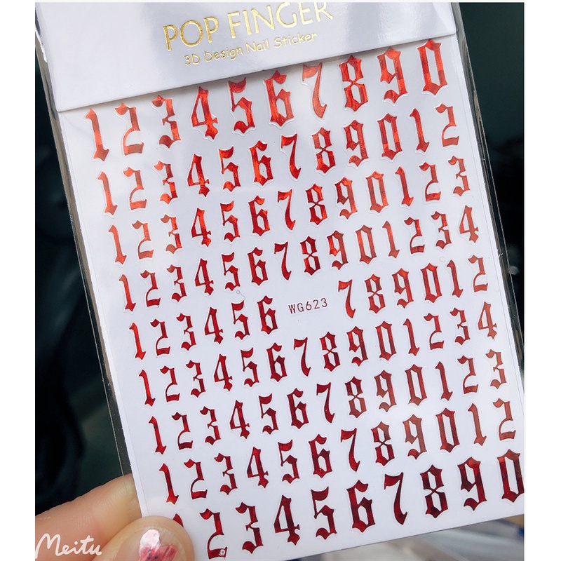 Sticker 3d | chữ cái lớn vàng bạc | hình dán móng tay swt030