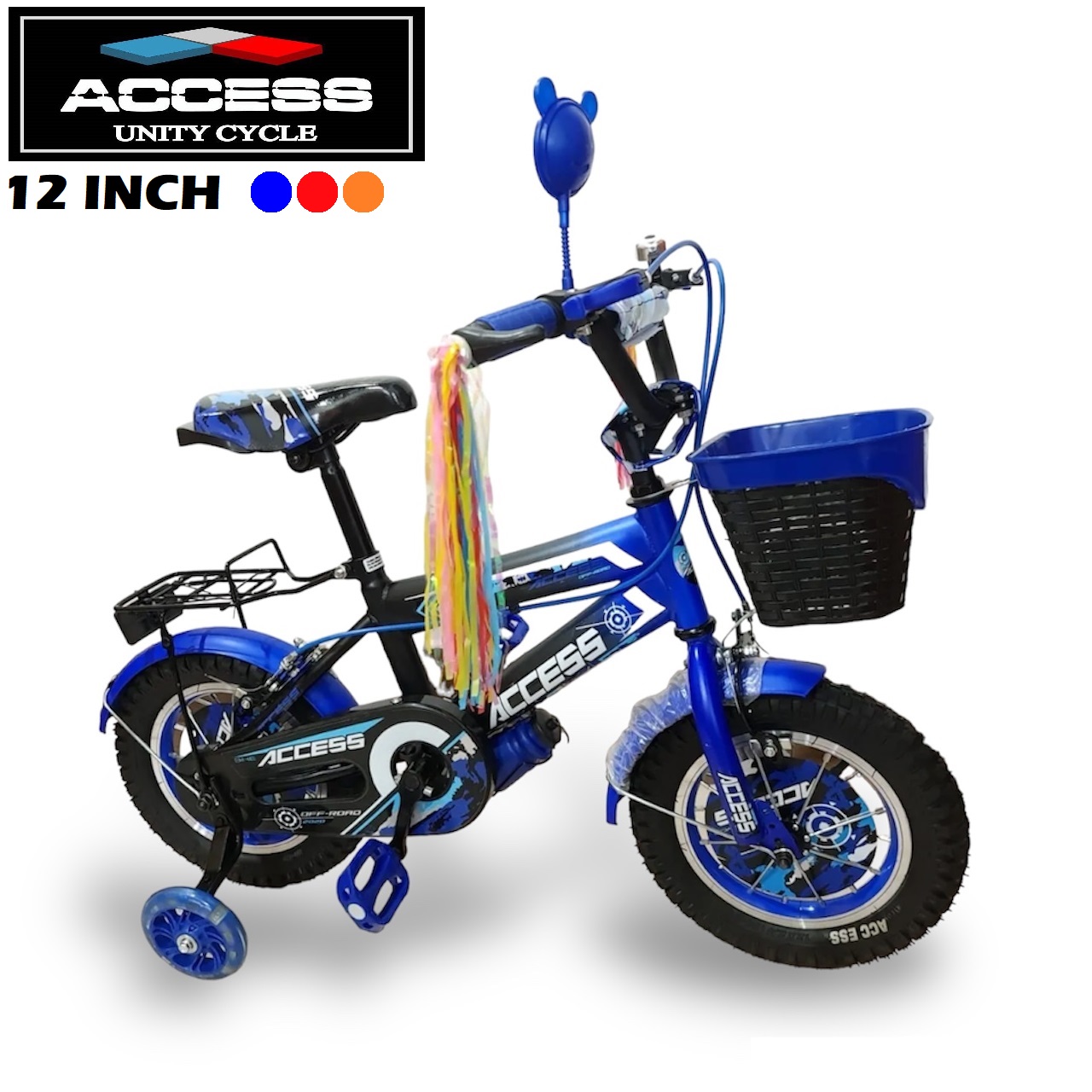 ACCESS Kids BMX Bicycle 12-Inch Vibrant Red, Blue Orange