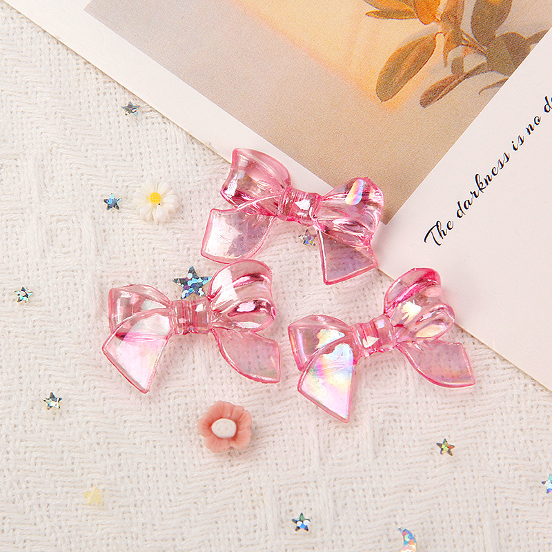 Charm nhựa hình nơ 25*34mm nhiều màu, Nguyên liệu trang trí diy