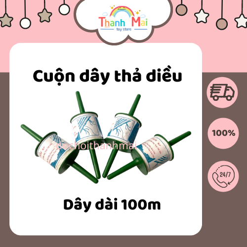 [Hàng Việt Nam]  CUỘN DÂY THẢ DIỀU CÓ TAY CẦM - DÂY DÀI 100M