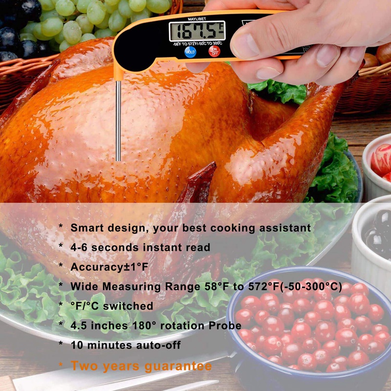 Digital Instant Read Meat Thermometer with Highly Accurate Temperature Probe Electric Cooking Thermometer for Kitchen Food Grilling Grill BBQ Smoker Liquids Fryer Hot Oil Frying