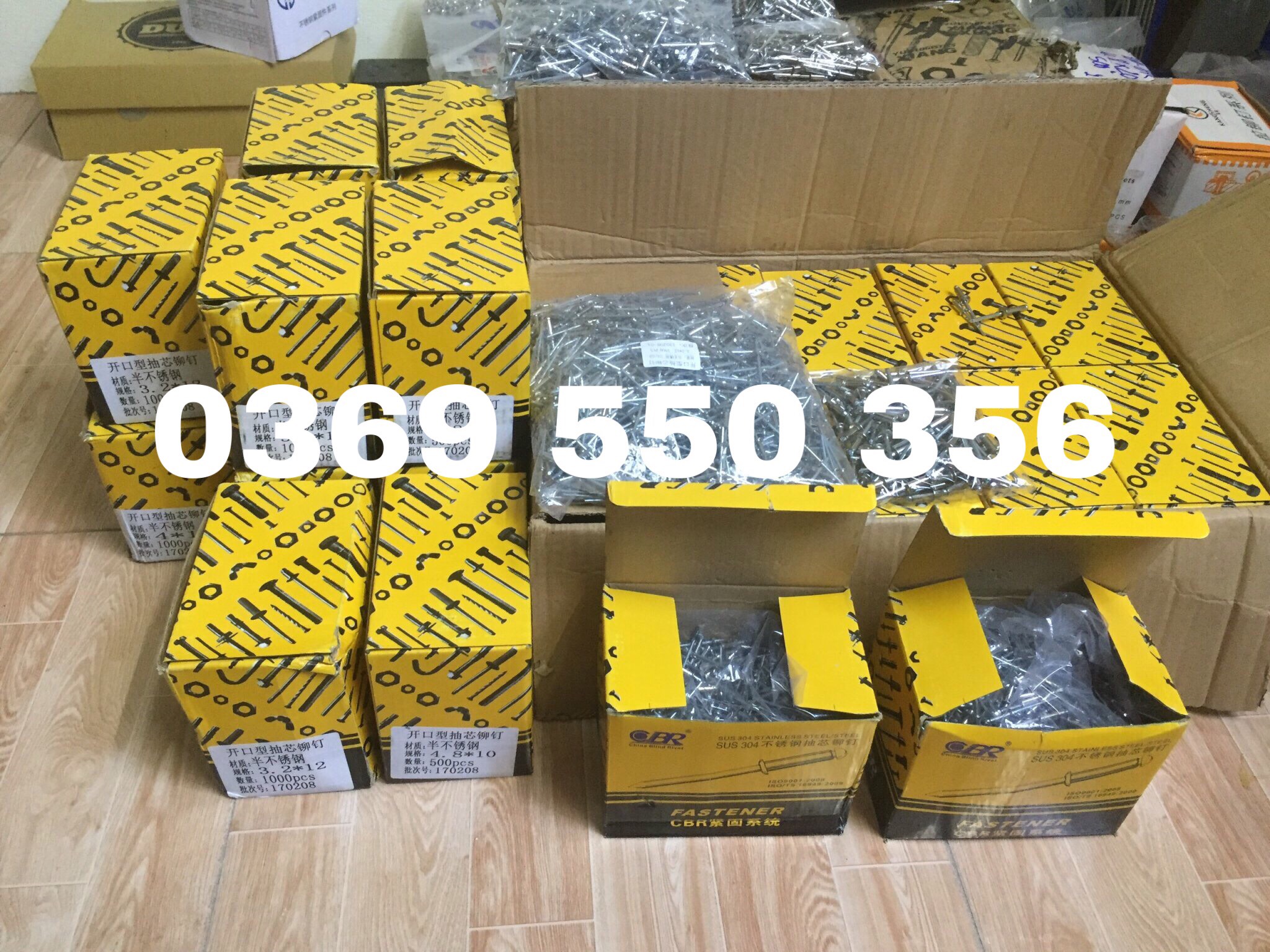 Đinh rút, đinh tán , rive inox 304 combo 100c