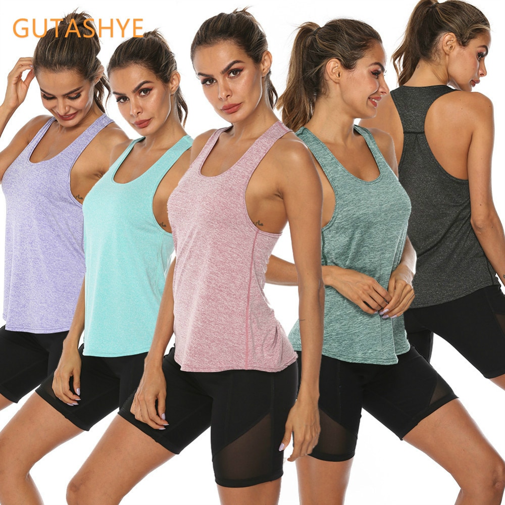 GUTA S-XL Yoga Shirt Women Gym Shirt Quick Dry Sports Shirts Back Gym Top  Women's Fitness Shirt Sleeveless Sports Top Yoga Vest
